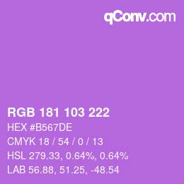 Color code: RGB 181 103 222 | qconv.com