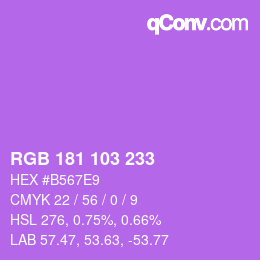 カラーコード: RGB 181 103 233 | qconv.com