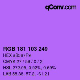 カラーコード: RGB 181 103 249 | qconv.com