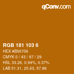 Farbcode: RGB 181 103 6 | qconv.com