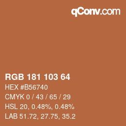 Color code: RGB 181 103 64 | qconv.com
