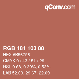 Color code: RGB 181 103 88 | qconv.com