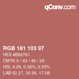 Color code: RGB 181 103 97 | qconv.com