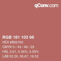 カラーコード: RGB 181 103 98 | qconv.com