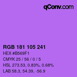 Color code: RGB 181 105 241 | qconv.com