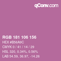 カラーコード: RGB 181 106 156 | qconv.com