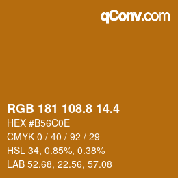 カラーコード: RGB 181 108.8 14.4 | qconv.com