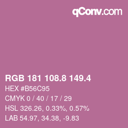 カラーコード: RGB 181 108.8 149.4 | qconv.com