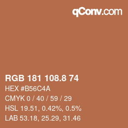 カラーコード: RGB 181 108.8 74 | qconv.com