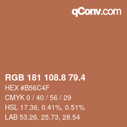 カラーコード: RGB 181 108.8 79.4 | qconv.com