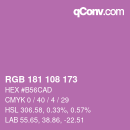 Color code: RGB 181 108 173 | qconv.com