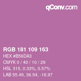 Farbcode: RGB 181 109 163 | qconv.com