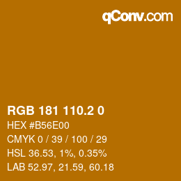カラーコード: RGB 181 110.2 0 | qconv.com