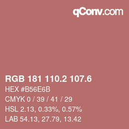 カラーコード: RGB 181 110.2 107.6 | qconv.com