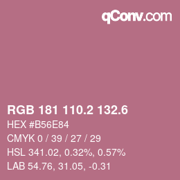 カラーコード: RGB 181 110.2 132.6 | qconv.com