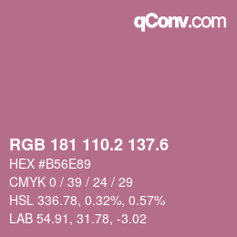 カラーコード: RGB 181 110.2 137.6 | qconv.com