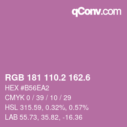 カラーコード: RGB 181 110.2 162.6 | qconv.com