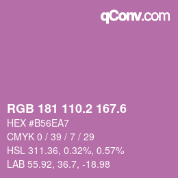 カラーコード: RGB 181 110.2 167.6 | qconv.com
