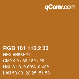 カラーコード: RGB 181 110.2 33 | qconv.com