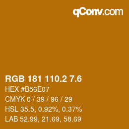 カラーコード: RGB 181 110.2 7.6 | qconv.com