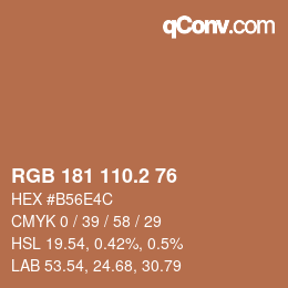 カラーコード: RGB 181 110.2 76 | qconv.com