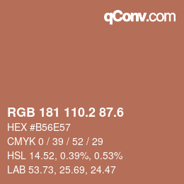 カラーコード: RGB 181 110.2 87.6 | qconv.com