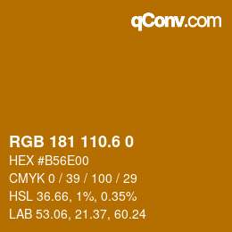 カラーコード: RGB 181 110.6 0 | qconv.com