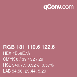 カラーコード: RGB 181 110.6 122.6 | qconv.com