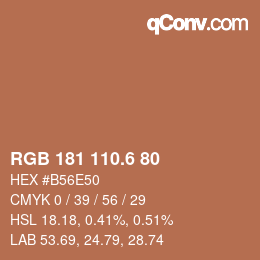 カラーコード: RGB 181 110.6 80 | qconv.com