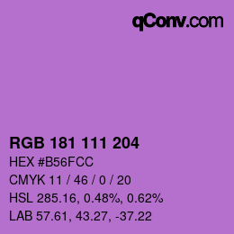 Color code: RGB 181 111 204 | qconv.com