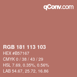 Color code: RGB 181 113 103 | qconv.com