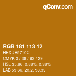 Color code: RGB 181 113 12 | qconv.com