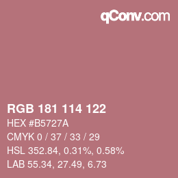 カラーコード: RGB 181 114 122 | qconv.com