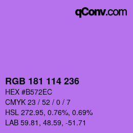 カラーコード: RGB 181 114 236 | qconv.com