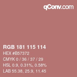 Color code: RGB 181 115 114 | qconv.com