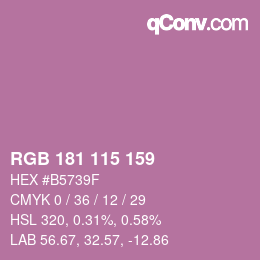 Código de color: RGB 181 115 159 | qconv.com