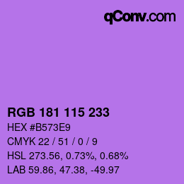 Color code: RGB 181 115 233 | qconv.com