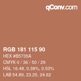 颜色代码: RGB 181 115 90 | qconv.com