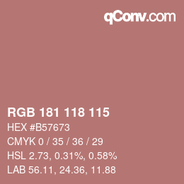 颜色代码: RGB 181 118 115 | qconv.com
