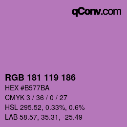 カラーコード: RGB 181 119 186 | qconv.com