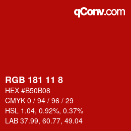カラーコード: RGB 181 11 8 | qconv.com