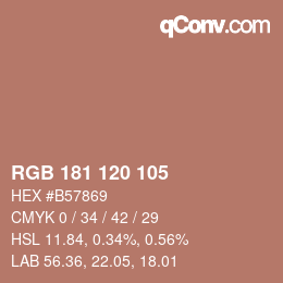 カラーコード: RGB 181 120 105 | qconv.com