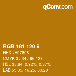 カラーコード: RGB 181 120 8 | qconv.com
