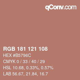 Farbcode: RGB 181 121 108 | qconv.com