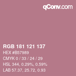 颜色代码: RGB 181 121 137 | qconv.com