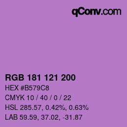 カラーコード: RGB 181 121 200 | qconv.com