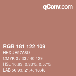 カラーコード: RGB 181 122 109 | qconv.com