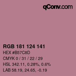 Color code: RGB 181 124 141 | qconv.com