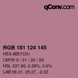Farbcode: RGB 181 124 145 | qconv.com