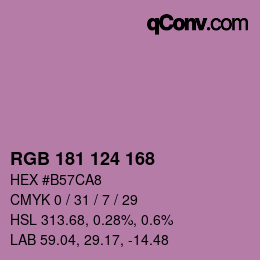 Color code: RGB 181 124 168 | qconv.com